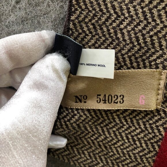 Vintage Gap Merino Wool Rectangle Scarf Womens Pink Brown Herringbone Winter - Picture 6 of 9